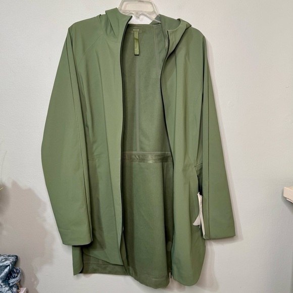 Lululemon Glyde Along Softshell Jacket Fleece Lined Green Twill Size 12 NWT - Picture 7 of 16